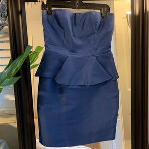 lucky cobalt blue formal strapless peplum dress